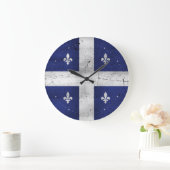 Drapeau du Québec style grunge érodé Große Wanduhr (Zuhause)