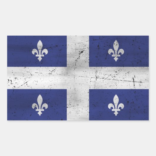 Drapeau du Québec style grunge érodé Rechteckiger Aufkleber (Vorderseite)