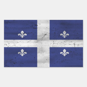 Drapeau du Québec style grunge érodé Rechteckiger Aufkleber