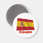 Drapeau Espagne avec le nom en français Magnet (Vorderseite/Rückseite)