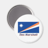 Drapeau Îles Marshall avec le nom en français Magnet (Vorderseite/Rückseite)