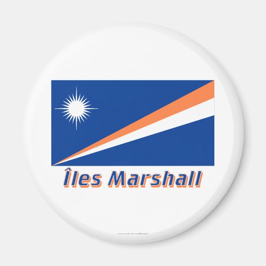 Drapeau Îles Marshall avec le nom en français Magnet (Vorne)