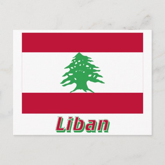 Drapeau Liban avec le nom en français Postkarte (Vorderseite)