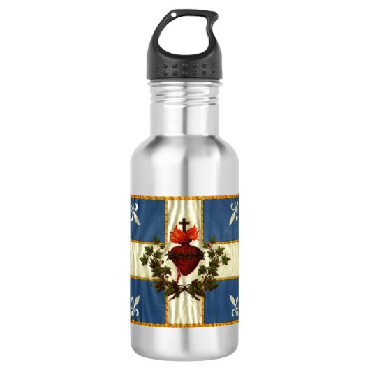 Drapeau Québec Antique Carillon Sacré-Coeur Edelstahlflasche (Vorderseite)