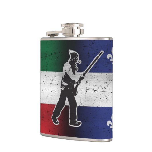 Drapeau Québec und Patriote Henri Julien érodé Flachmann (Links)