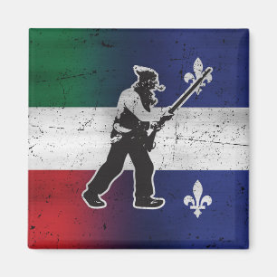 Drapeau Québec und Patriote Henri Julien érodé Magnet