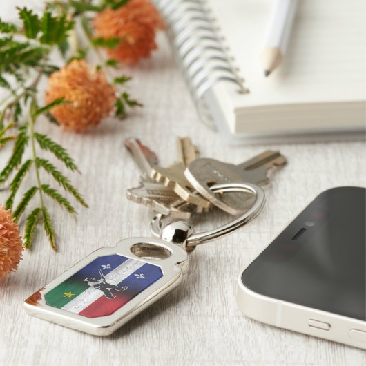 Drapeau Québec und Patriote Henri Julien érodé Schlüsselanhänger (Seite)