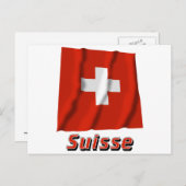 Drapeau Suisse avec le nom en français Postkarte (Vorne/Hinten)