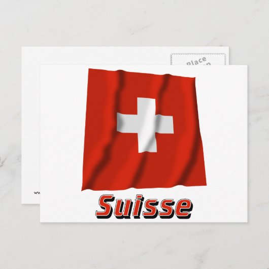 Drapeau Suisse avec le nom en français Postkarte (Vorne/Hinten)