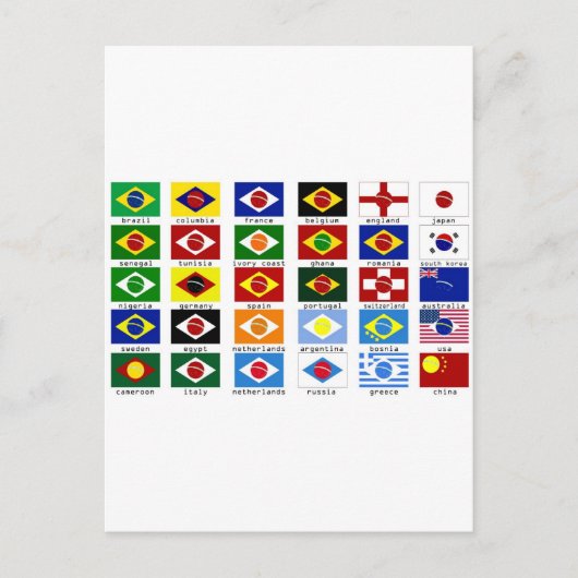 drapeaux pour la coupe du monde au brésil postkarte (Vorderseite)