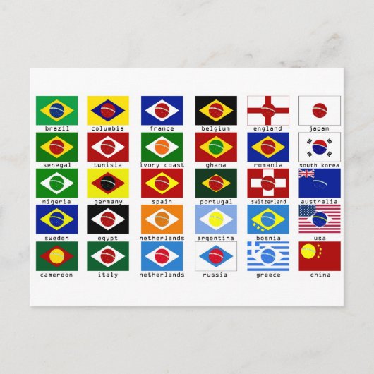 drapeaux pour la coupe du monde au brésil postkarte (Vorderseite)