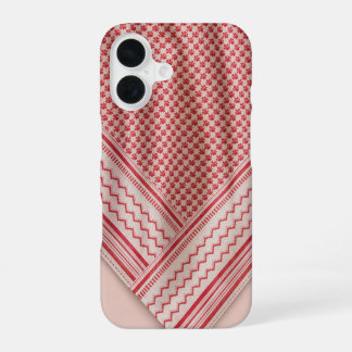 Draped Rot und Weiß Shemagh Keffiyeh, Blush Pink iPhone 16 Hülle