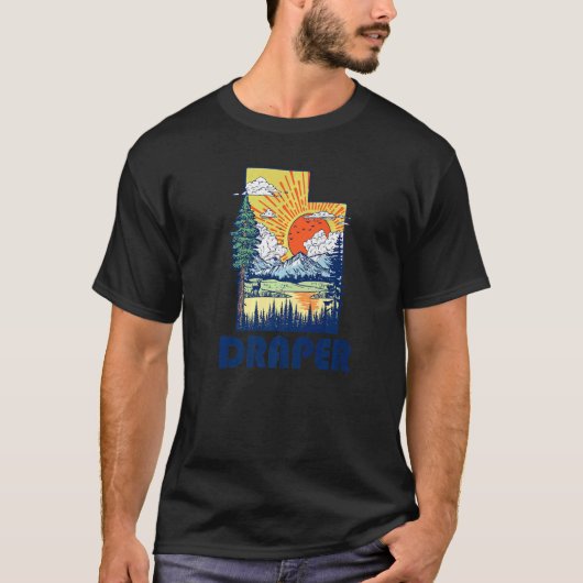 Draper Utah Nature Staatsstolz Berge Retro T-Shirt (Vorderseite)
