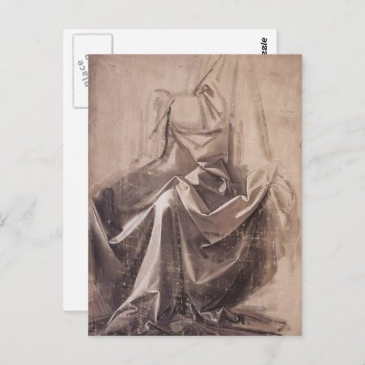 Drapery für eine sitzende Figur von Leonardo da Vi Postkarte (Vorne/Hinten)