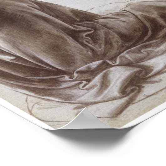 Drapery Study for Jungfrau of the Rocks, Da Vinci Poster (Ecke)