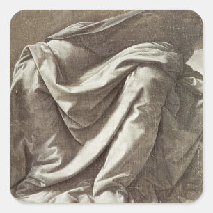 Drapierungsstudie für eine Sitzzahl, c.1475-80 Quadratischer Aufkleber