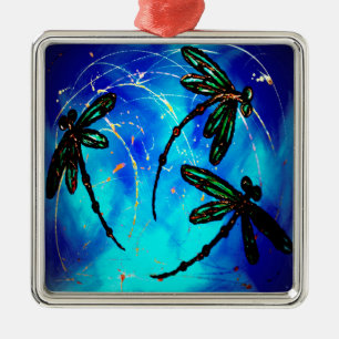 Draquelly Flit Electric Blue Ornament Aus Metall