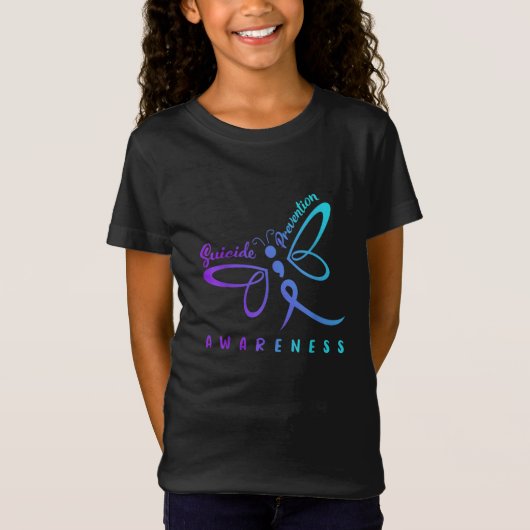 Draquelly Suicide Prevention Aware Teal Ribbon T-Shirt (Vorderseite)