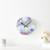 Draquelly Watercolor Pastel Runde Wanduhr (Zuhause)