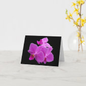 Drastische lila Orchideen auf einem Schwarzen Karte (Gelbe Blume)