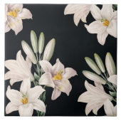 Drastische Schwarzweiss-Lilien Fliese (Vorderseite)