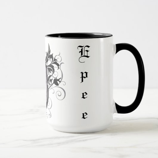 Drastischer Epee, der Wappen-Weiß-Tasse einzäunt Tasse (Rechts)