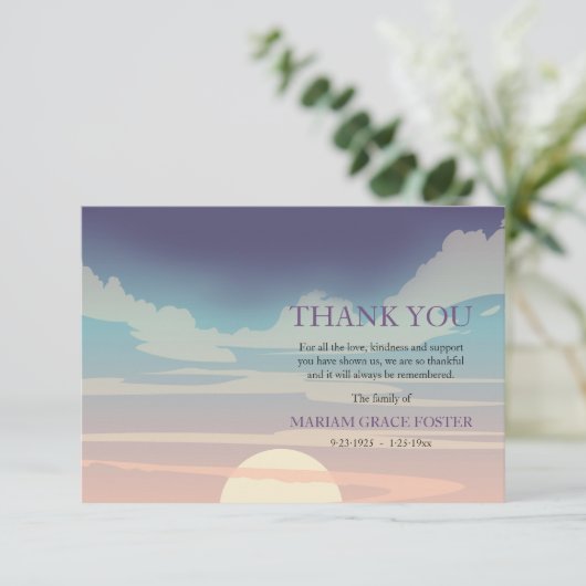 Drastischer Himmel-Trauerfall danken Ihnen zu Dankeskarte (Stehend Vorderseite)