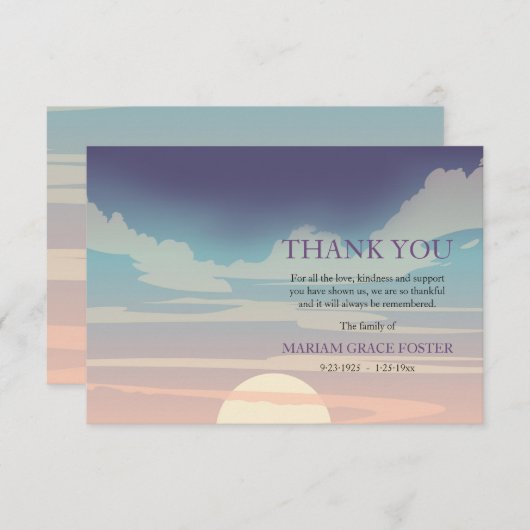 Drastischer Himmel-Trauerfall danken Ihnen zu Dankeskarte (Vorne/Hinten)