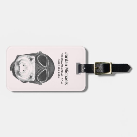 Draufgänger-Schwein | addieren Ihren Namen Gepäckanhänger (Vorderseite horizontal)