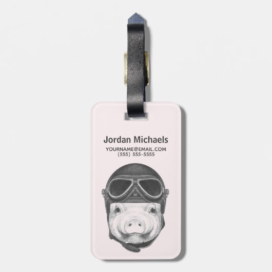 Draufgänger-Schwein | addieren Ihren Namen Gepäckanhänger (Rückseite vertikal)