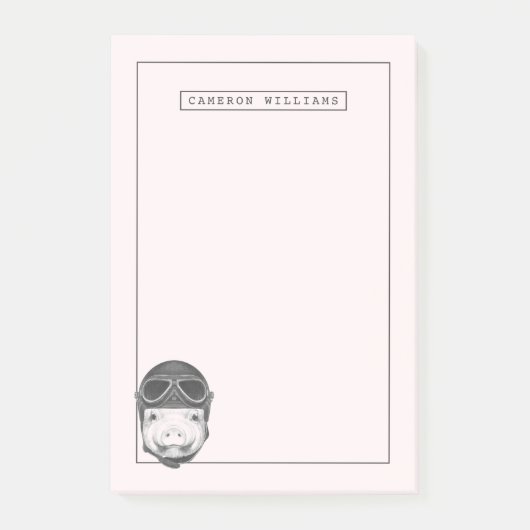 Draufgänger-Schwein | addieren Ihren Namen Post-it Klebezettel (Vorderseite)