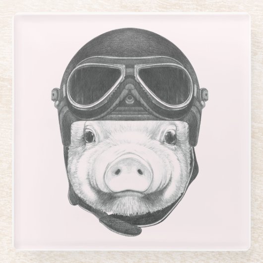 Draufgänger-Schwein Glasuntersetzer (Vorderseite)