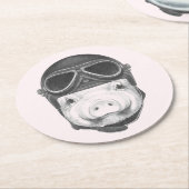 Draufgänger-Schwein Runder Pappuntersetzer (Angewinkelt)