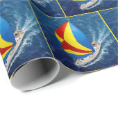 Draufsicht eines Segelboots mit Spinnaker Geschenkpapier (Rolleneckpunkt)