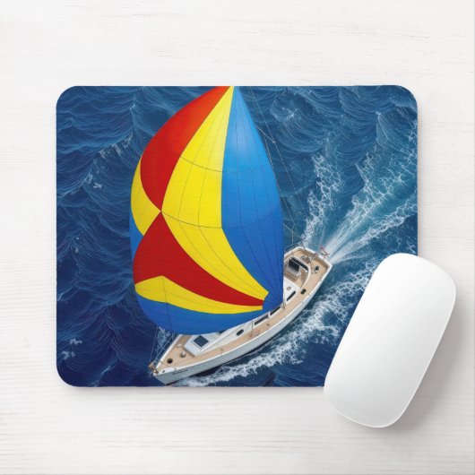 Draufsicht eines Spinnakers auf einem Segelboot Mousepad (Mit Mouse)