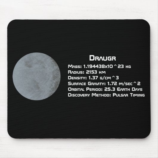 Draugr (PSR B1257+12 b) Technische Daten Mousepad (Vorne)