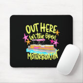 Draußen auf dem offenen Motorboot-Pontonboot  Mousepad (Mit Mouse)