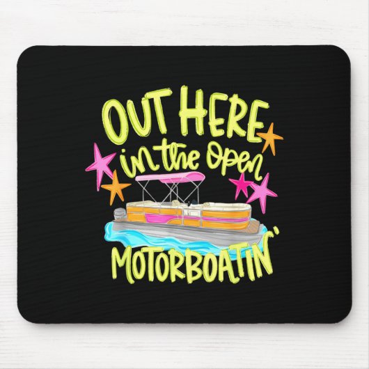 Draußen auf dem offenen Motorboot-Pontonboot  Mousepad (Vorne)