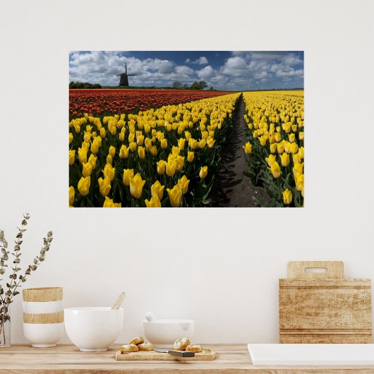 draußen in den Tulip-Feldern Poster (Küche)