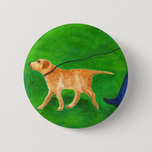 Draußen mit dem Hund spazieren Button (Vorderseite)