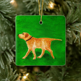 Draußen mit dem Hund spazieren gehen Keramikornament