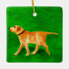 Draußen mit dem Hund spazieren gehen Keramikornament