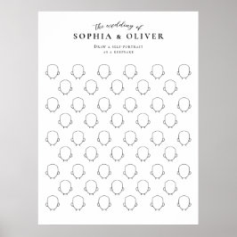 Draw Your Face 50 Guests Book Wedding Fun Poster