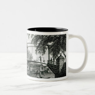 Drawbridge bei Malakka, graviert von George Cooke Zweifarbige Tasse