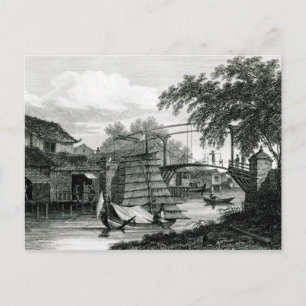 Drawbridge in Malacca, graviert von George Cooke Postkarte