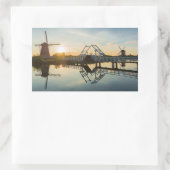 Drawbridge und Windmühlen bei Sonnenuntergang in H Rechteckiger Aufkleber (Tasche)