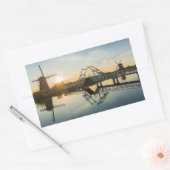 Drawbridge und Windmühlen bei Sonnenuntergang in H Rechteckiger Aufkleber (Umschlag)