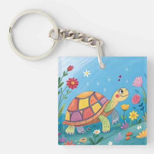 Drawing Baby Turtle Schlüsselanhänger (Vorderseite)