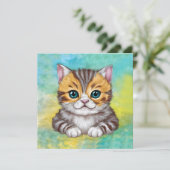 Drawing Cat Einladung (Stehend Vorderseite)