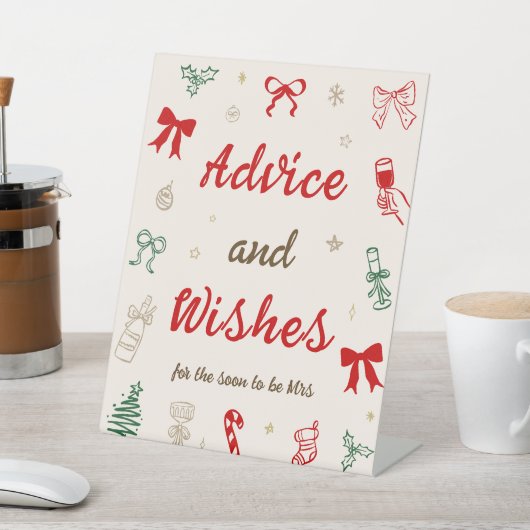 Drawing Christmas Bridal Shower Advice and Wishes Sockelschild (In SItu)